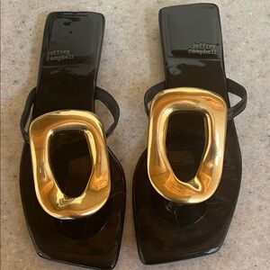 Jeffrey Campbell Black Sandals with Gold Details